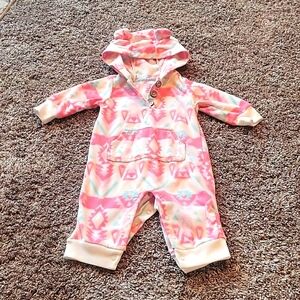 Carter's Fleece Hooded footless onesie jumpsuit aztek print size 3 mo